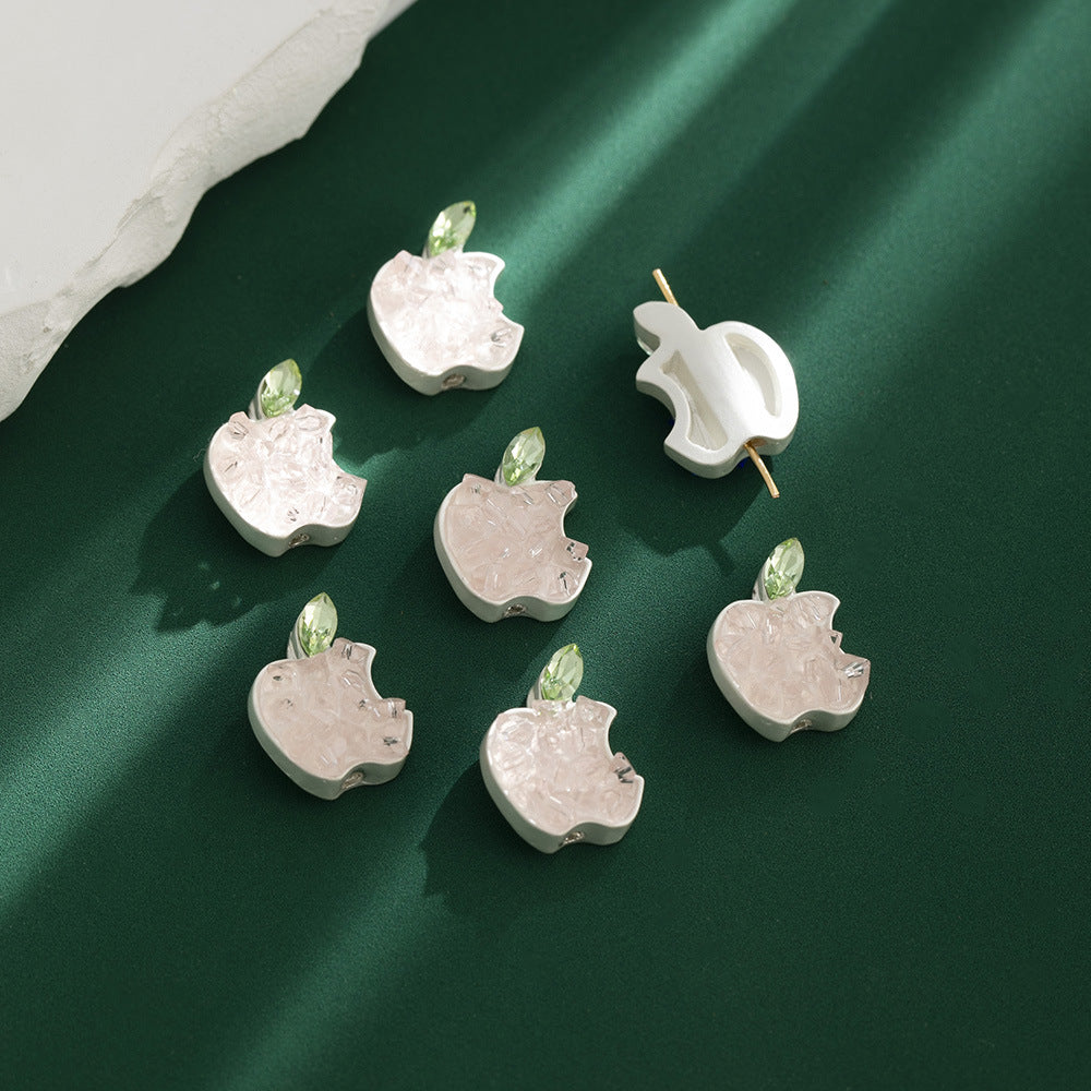 Apple Rhinestone Beads 17mm Colorful Pave Alloy 10pcs 6