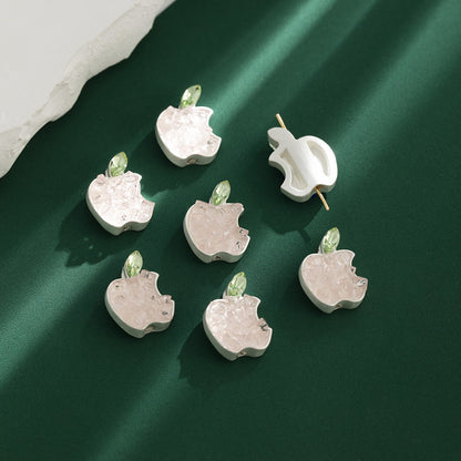 Apple Rhinestone Beads 17mm Colorful Pave Alloy 10pcs 6