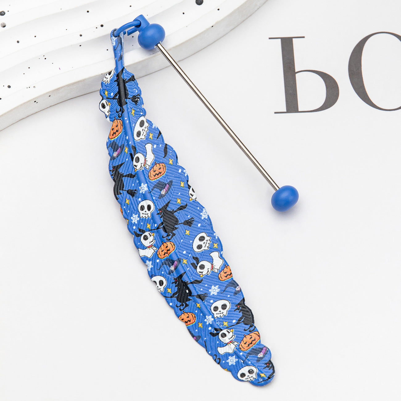 Beadable Feather Bookmarks Halloween Christmas Prints 12pcs 7