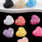 Iridescent Heart Clay Beads 20mm Sequin Wrapped Mixed Colors 20pcs 2