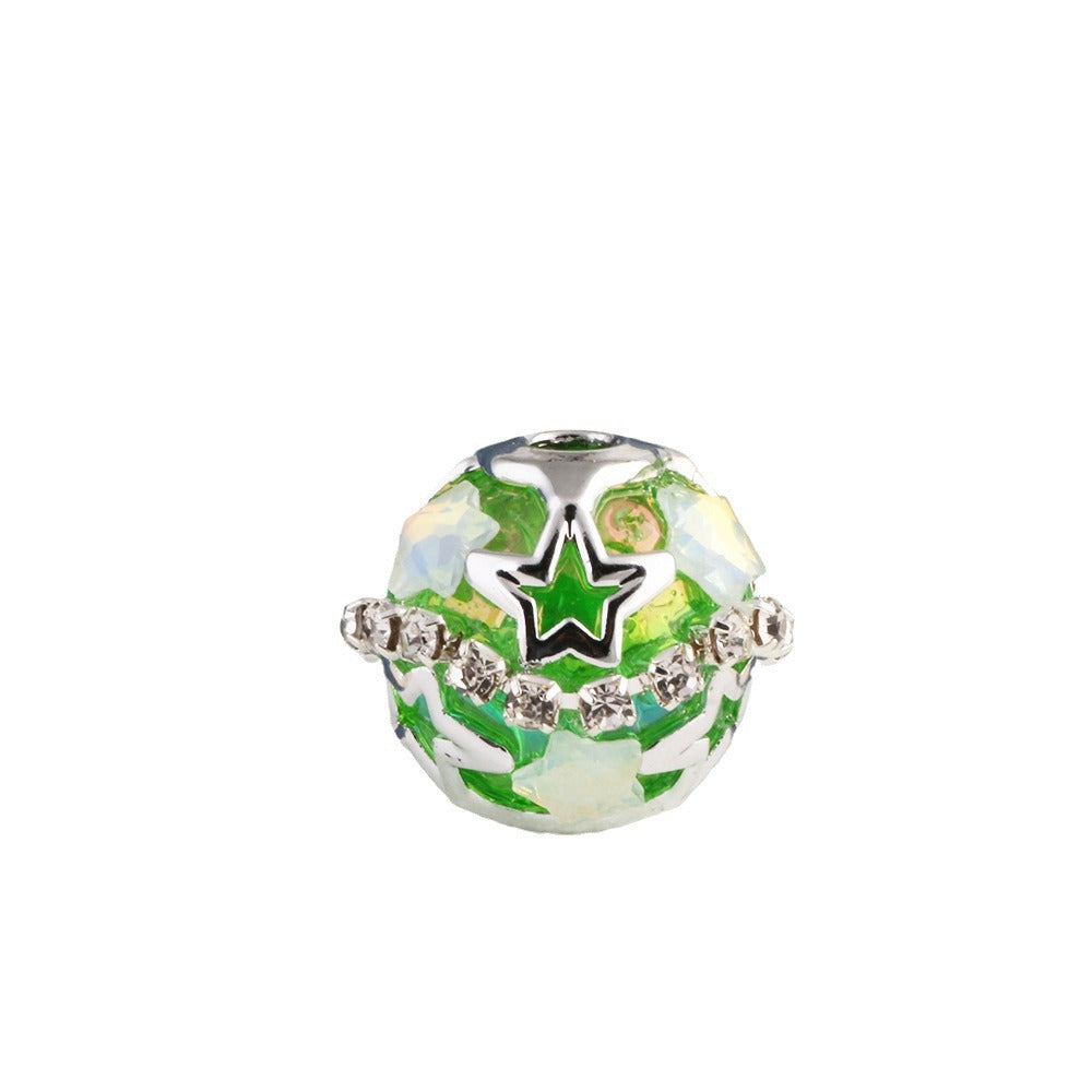 Starry Round Rhinestone Beads 18mm Acrylic Silver Star Cutout 10pcs 5