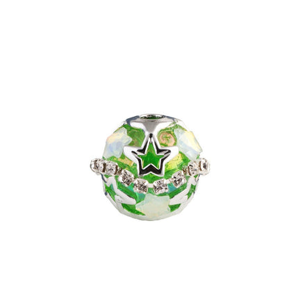 Starry Round Rhinestone Beads 18mm Acrylic Silver Star Cutout 10pcs 5