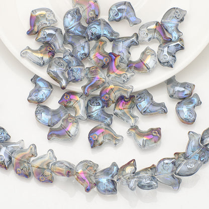 Plating 3D Dolphin Glass Beads 11x16mm Iridescent Colors 30pcs 8
