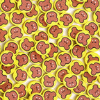 Butter Teddy Bear Clay Beads 9mm Yellow Animal Design 100pcs 6