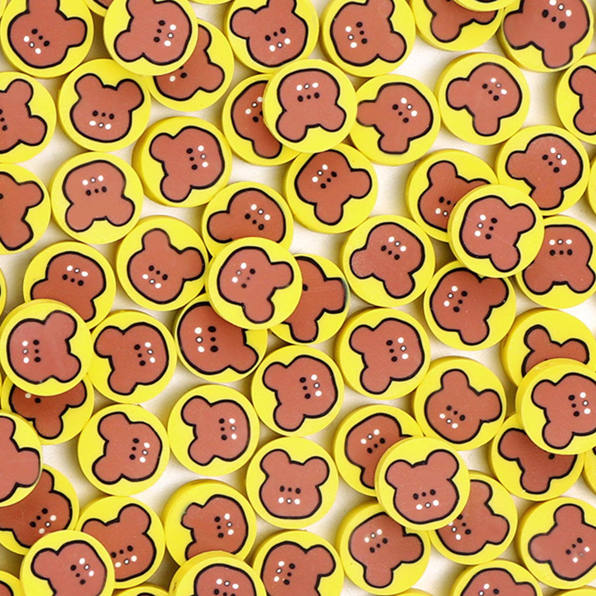 Butter Teddy Bear Clay Beads 9mm Yellow Animal Design 100pcs 6