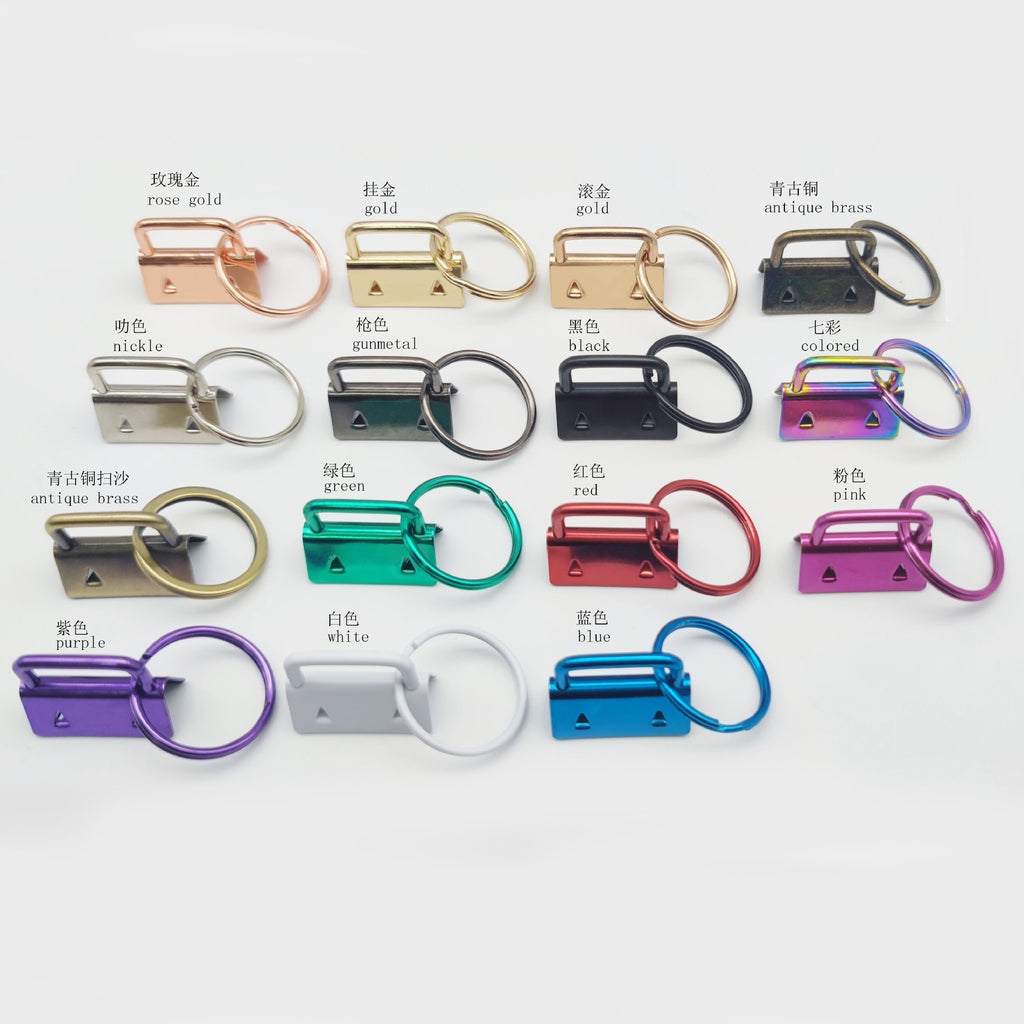 Iron Fob Keychain Clamps 25mm Various Finish Colors 10pcs 4