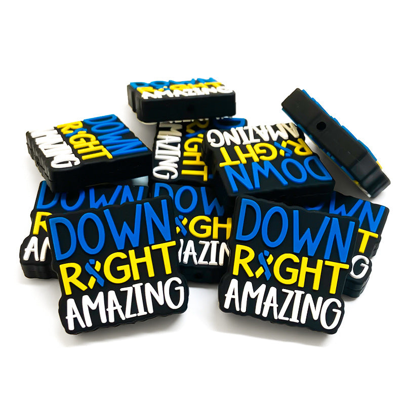 Silicone Focal Beads English Alphabet Blue Block Lettered 20pcs 4