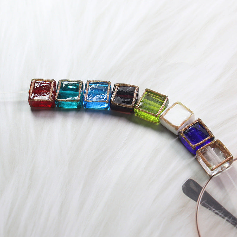 Lampwork Glass Beads Square 12mm Transparent Filigree 20pcs 3