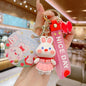 PVC Flower Bunny Keychain Cute Rabbit Charm with Nice Day Strap 7