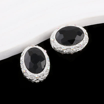 Double-Sided Heart Rhinestone Beads 22mm Alloy Encrusted 10pcs 20