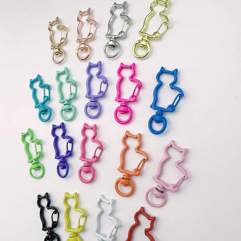 Zinc Alloy Kitten Shaped Colorful Buckle Keychain Clasps 20pcs 37mm 3