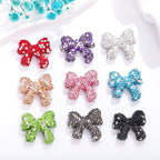 Rhinestone Bow Clay Beads 28mm Colorful Sparkle 5pcs 3