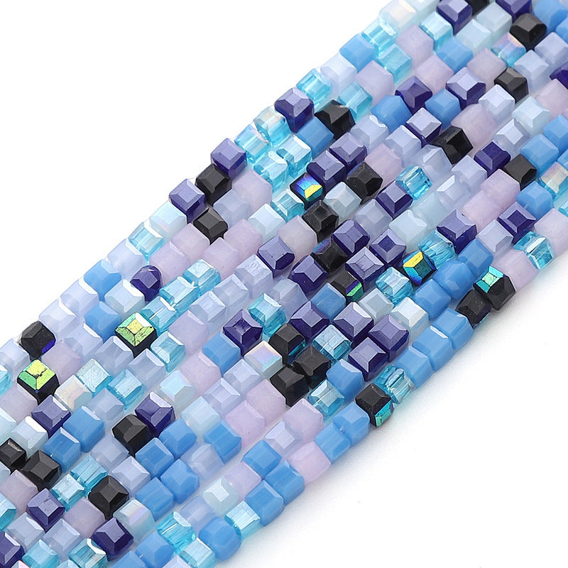 Colorful Faceted Square Seed Glass Beads 2mm 360pcs 7
