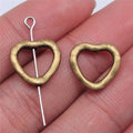 Heart Metal Beads 13mm Irregular Hollow Vintage Antique Finish 100pcs 3
