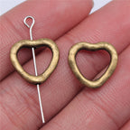 Heart Metal Beads 13mm Irregular Hollow Vintage Antique Finish 100pcs 3