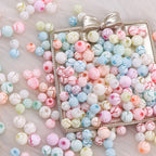 Spray Painted Crackle Acrylic Beads 8-10mm Multicolor Pastel 100pcs
