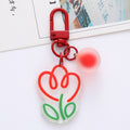 Acrylic Flower Keychain Colorful Tulip Design with Frosted Sphere Charm 6