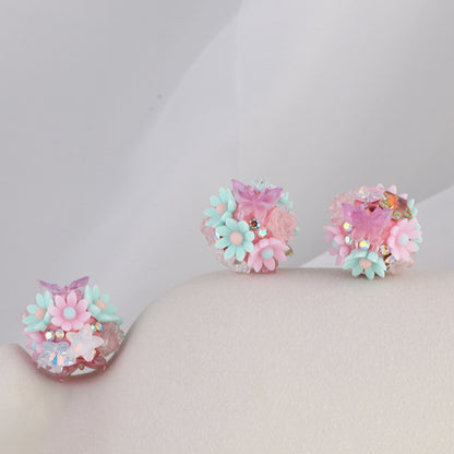 Flower Cluster Clay Beads 19mm Camellia Butterfly Bubblegum 6pcs 4