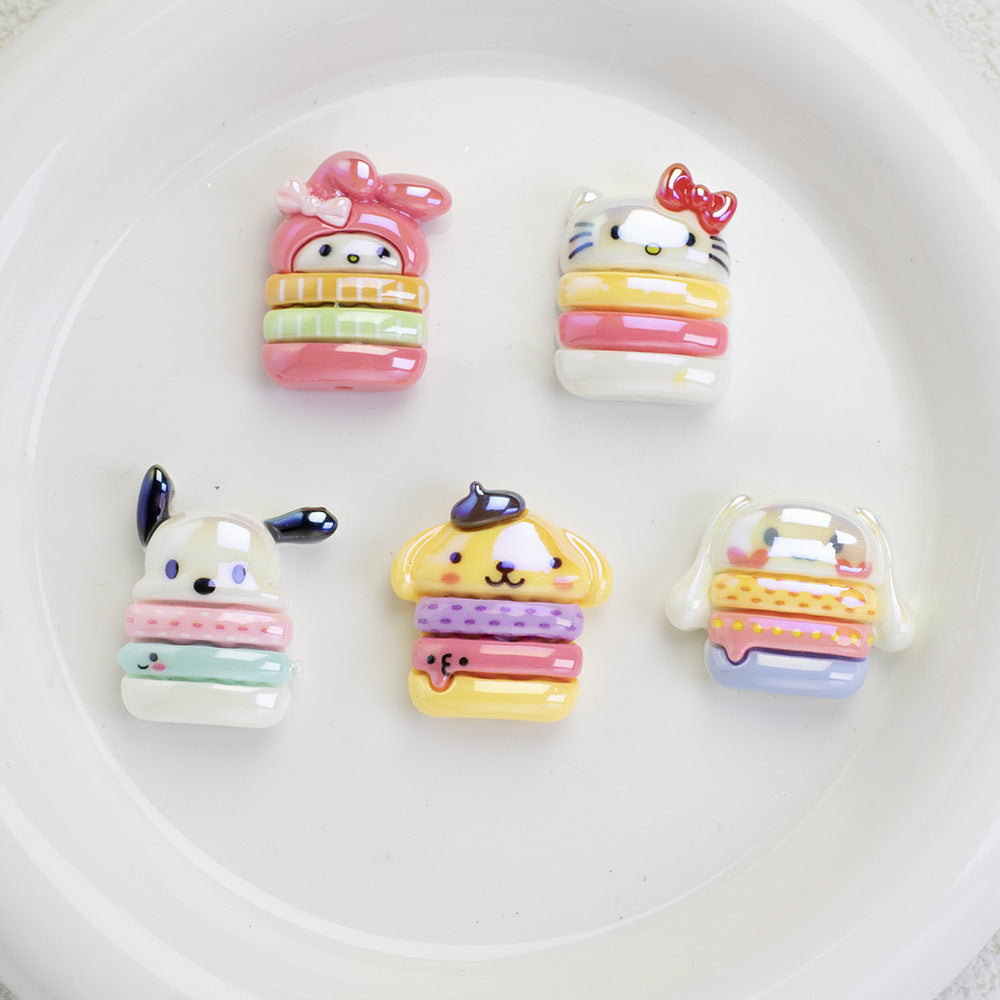 Sanrio Series Burger Resin Beads Glossy Pastel Colors 20pcs