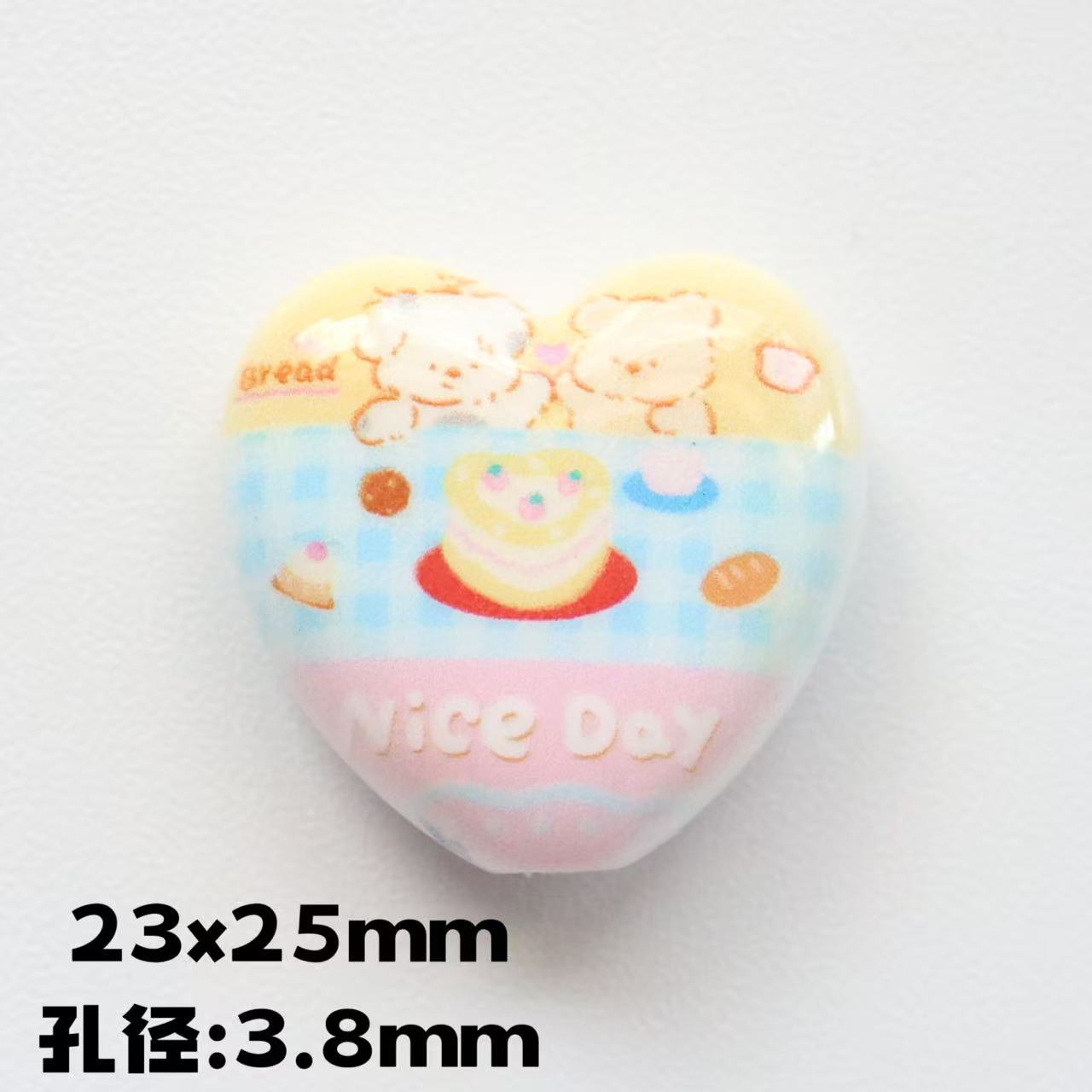 Cheerful Animal Printed Heart Acrylic Beads 25mm 20pcs 13
