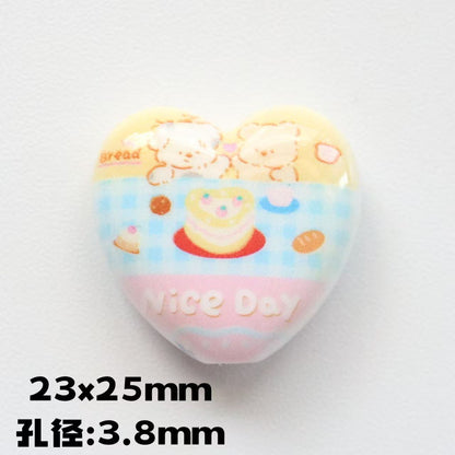 Cheerful Animal Printed Heart Acrylic Beads 25mm 20pcs 13