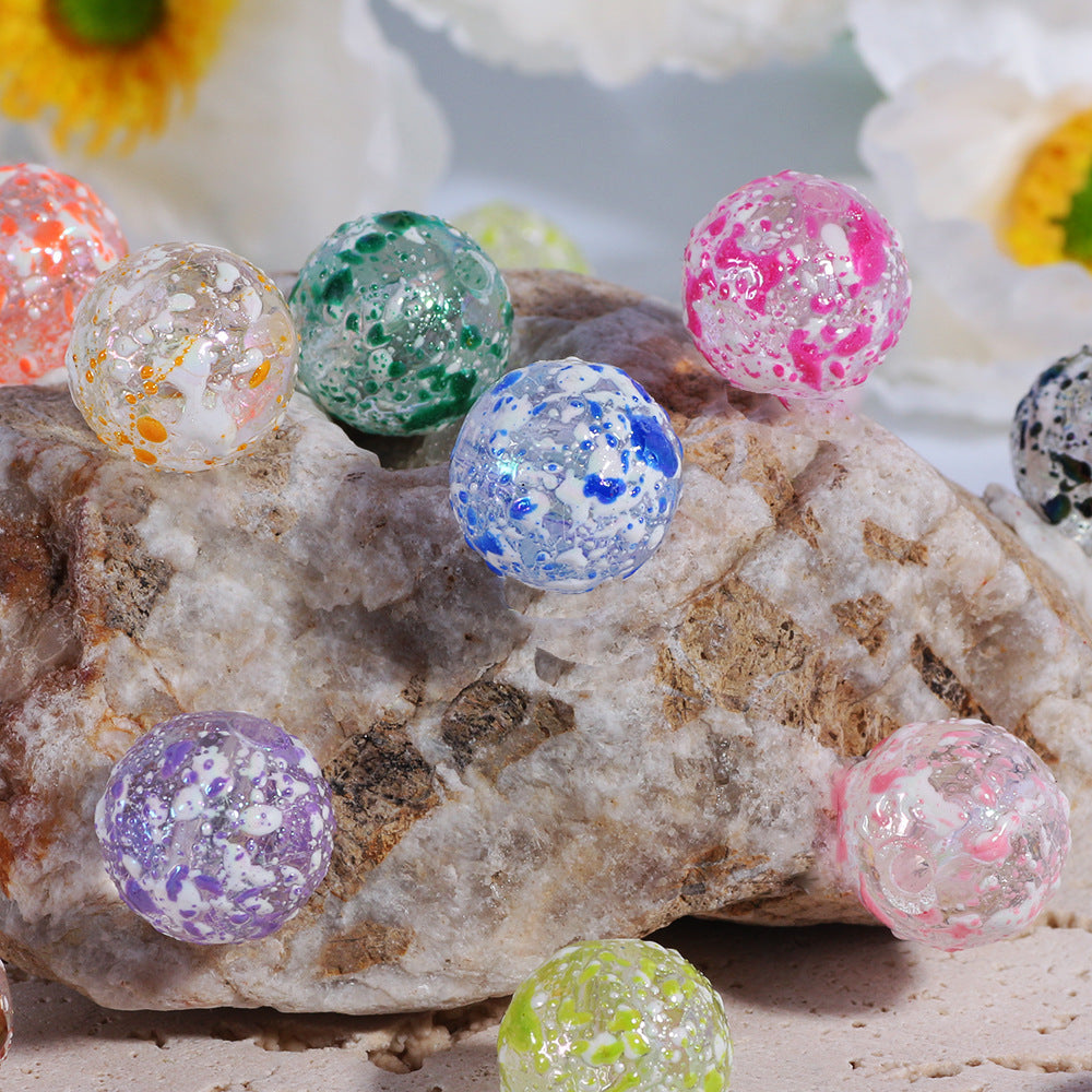 Dual Color Sprayed Ink Imitation Crackle Acrylic Beads 16mm 20pcs 2