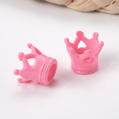 Painted Crown Acrylic Beads 12mm 14mm Hole Vibrant Pastel Colors 100pcs 10