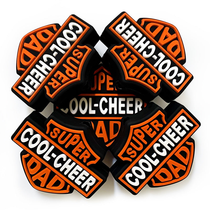 Silicone Focal Beads Dad Super Cool Cheer Badge Retro Shield 20pcs 3