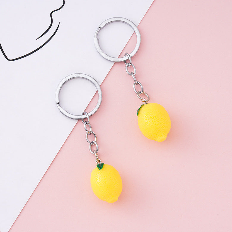 Resin Lemon Keychain Bright Yellow Fruit Shape Charm 2