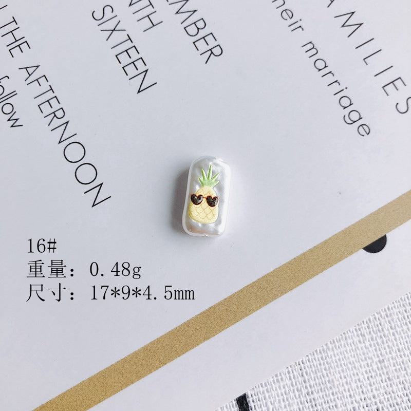 Hand Painted Irregular Shaped Acrylic Beads Imitation Pearl 10pcs 19
