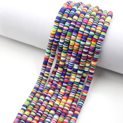 Flat Disc Clay Beads 6mm Colorful Matte Polymer 10strands 12
