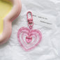 Resin Colored Hollow Heart Keychain Glossy Layered Design 10