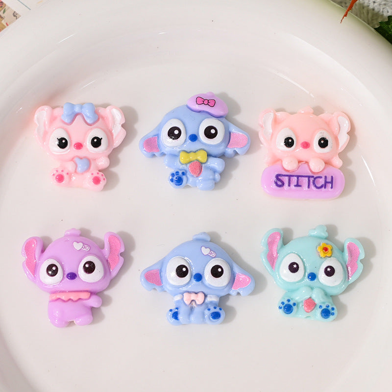 Glossy Resin Beads Pastel Character Design 10pcs 3