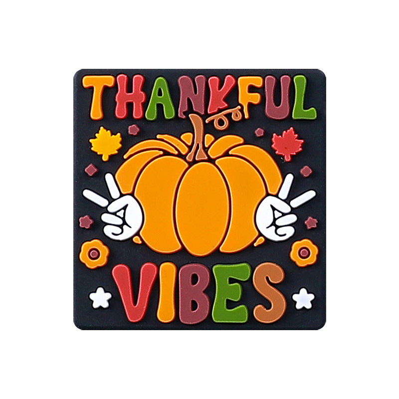 Silicone Focal Beads Thanksgiving Thankful Vibes Pumpkin Design 20pcs