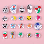 Hand Painted Cartoon Pattern Pearlized Acrylic Beads ABS Plastic 10pcs