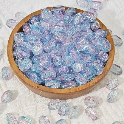 Czech Glass Beads Rectangular 6x10mm Translucent Shimmer Mixed Colors 50pcs 14