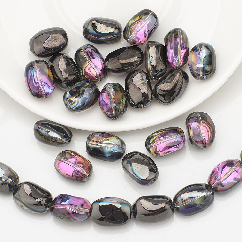 Electroplated Stone Geometric Irregular Glass Beads 11x15mm 20pcs 8