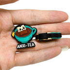 Silicone Focal Beads Tea Cup With Smiling Tea Bag and ANXI-TEA Text 20pcs 5