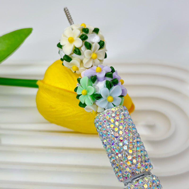 Flower Cluster Clay Beads 20mm Fresh Camellia Polymer 10pcs 3