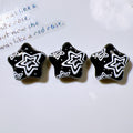 Embossed Star Acrylic Beads 26mm Black and White Tone 10pcs 6