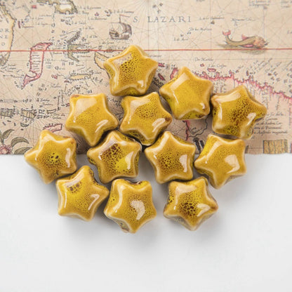 Star Ceramic Beads 17mm Fambe Glaze Mixed Earth Tones 10pcs 6