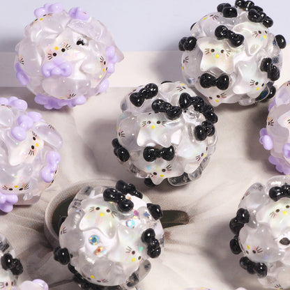 Embellished Bubblegum Beads 20mm Hello KT Star Polymer Clay 5pcs