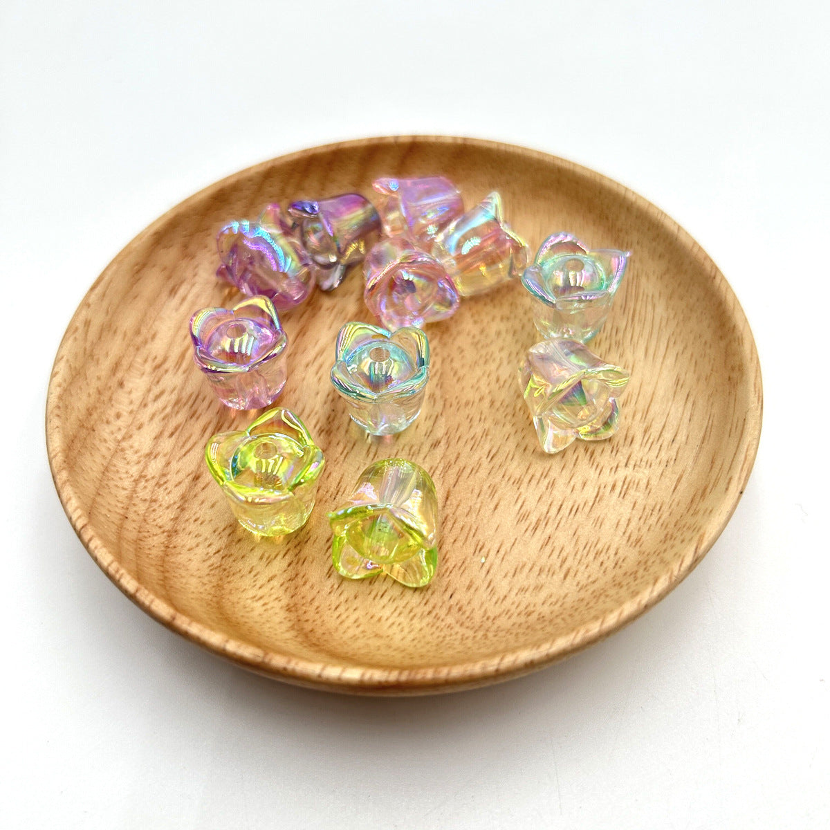 Transparent UV Plating Lily Valley Flower Acrylic Beads 14mm 10pcs 6
