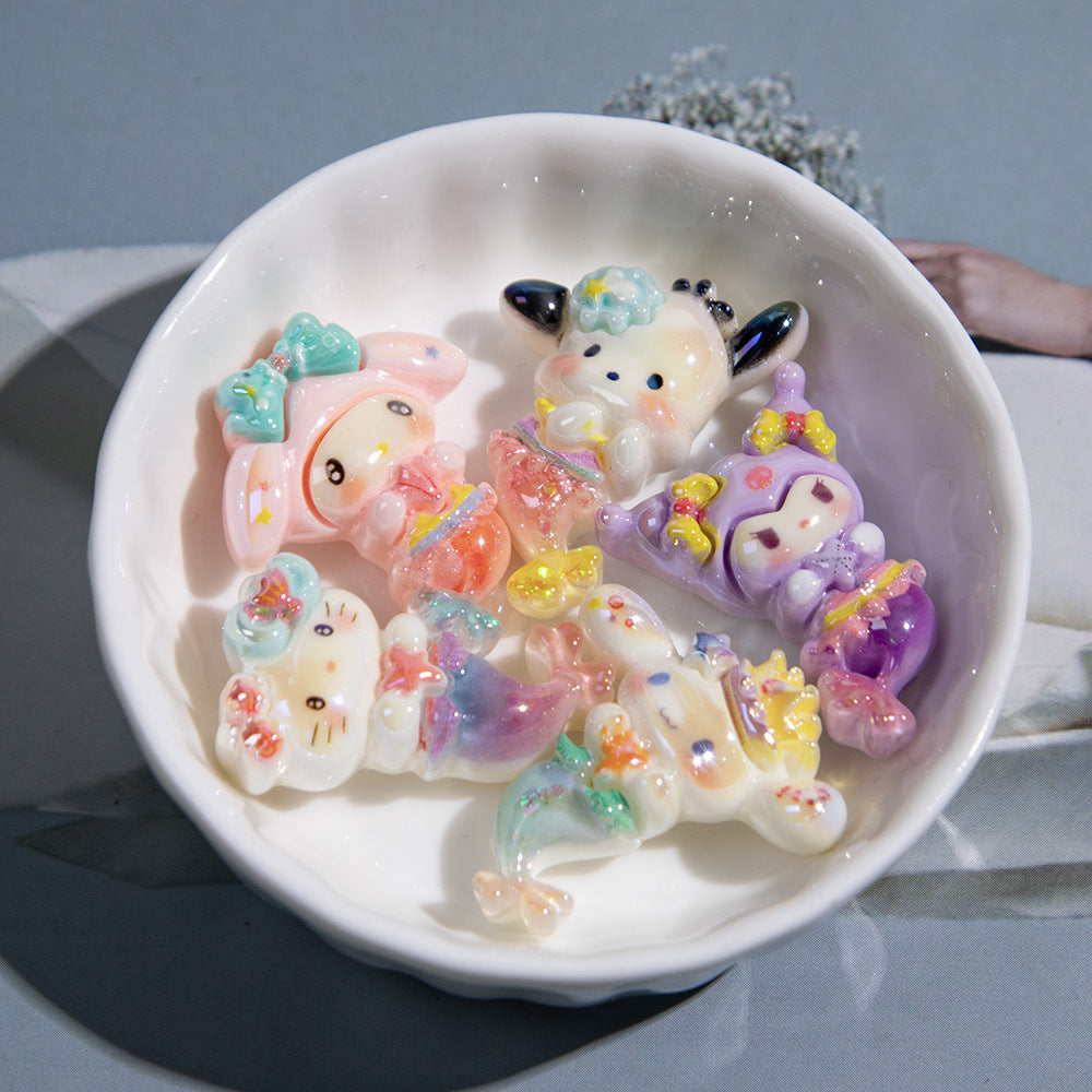 Plating Mermaid Resin Beads Whimsical Pastel Fantasy 20pcs 6
