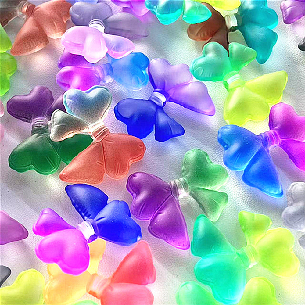 Matte Dual Color Bow Acrylic Beads 32mm Heart Shaped Loops 50pcs 4