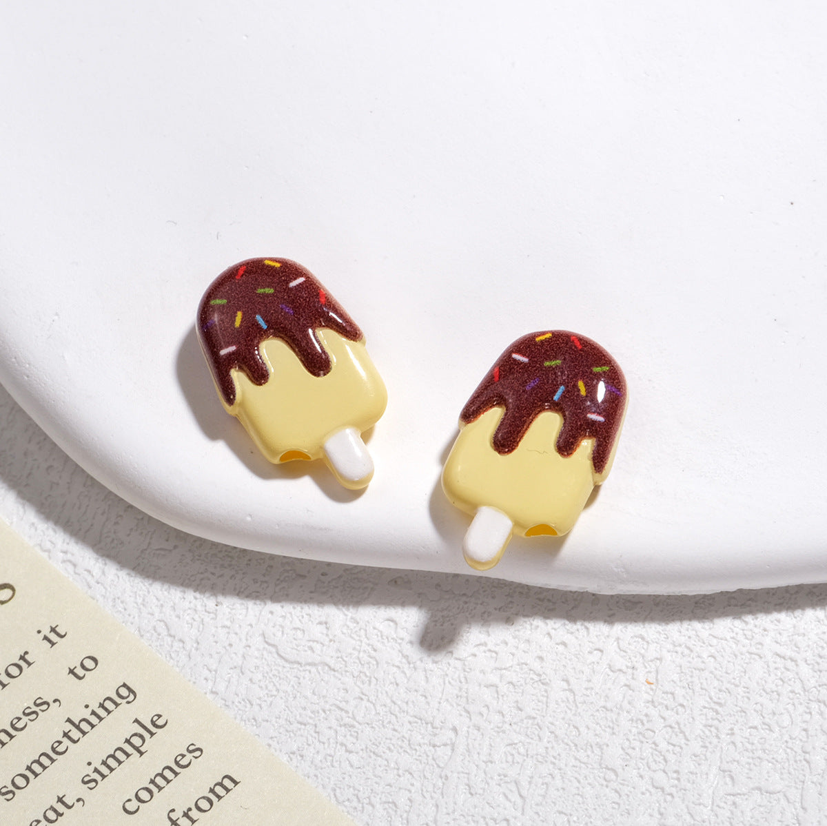 Painted Popsicle Acrylic Beads 20mm Colorful Drip Design 50pcs 16