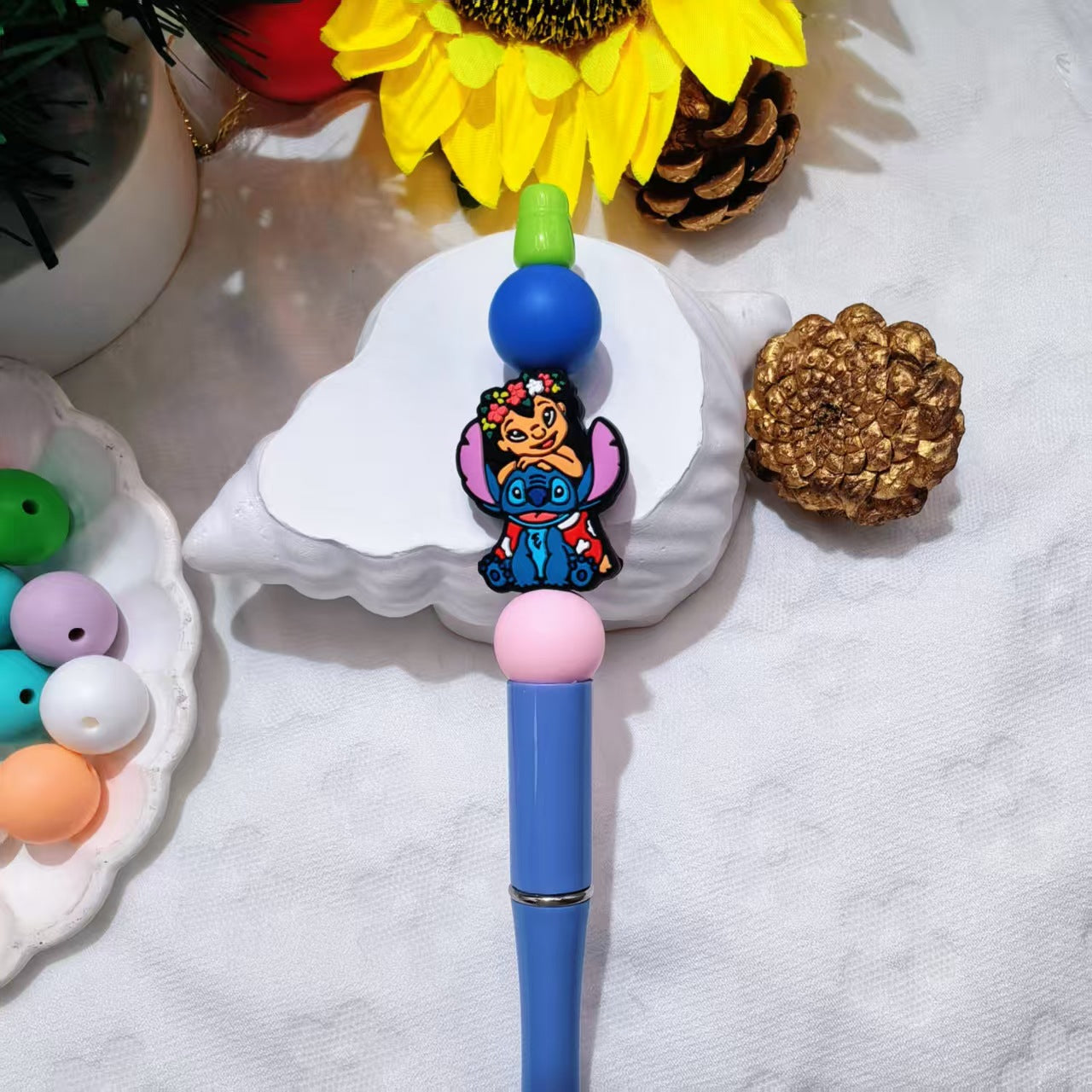 Silicone Focal Beads Christmas Stitch Wearing Christmas Hat 20pcs 7