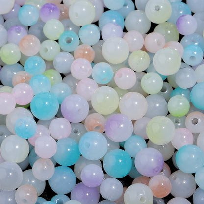 Dual Color Gradient Round Acrylic Beads 8-10mm Imitation Jade 100pcs 2