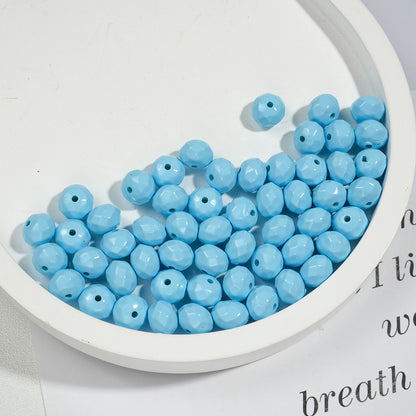 Acrylic Faceted Spacer Beads 8mm Baking Painted Solid Color 50pcs 18