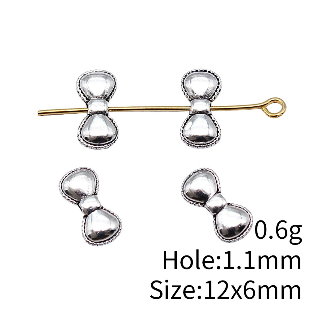 Bow Metal Beads 12x6mm Antique Silver Tone Zinc Alloy 80pcs 4